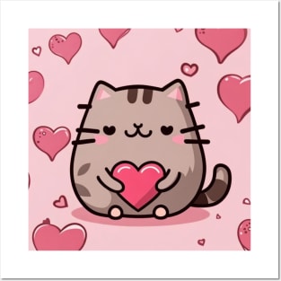 Pu-sheen Valentine cat Posters and Art